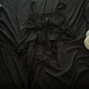 Black Tank Top with Tie Detail